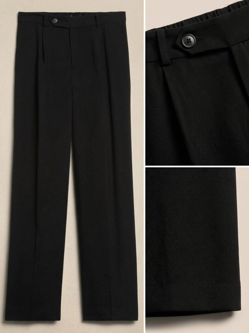 Banana Republic Women's Wide-Leg Pants Black Hammered Texture High-Rise Flare - Picture 3 of 6